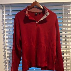Hugo Boss 1/4 Button Sweater - Red